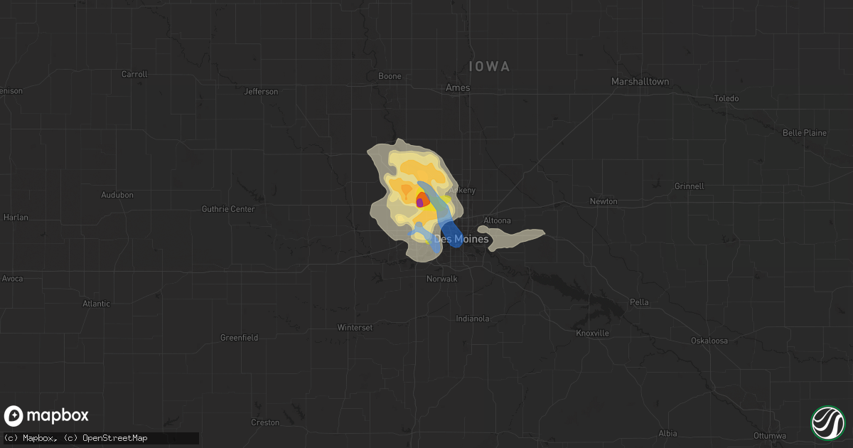 Hail Map in Urbandale, IA on July 14, 2020 HailTrace